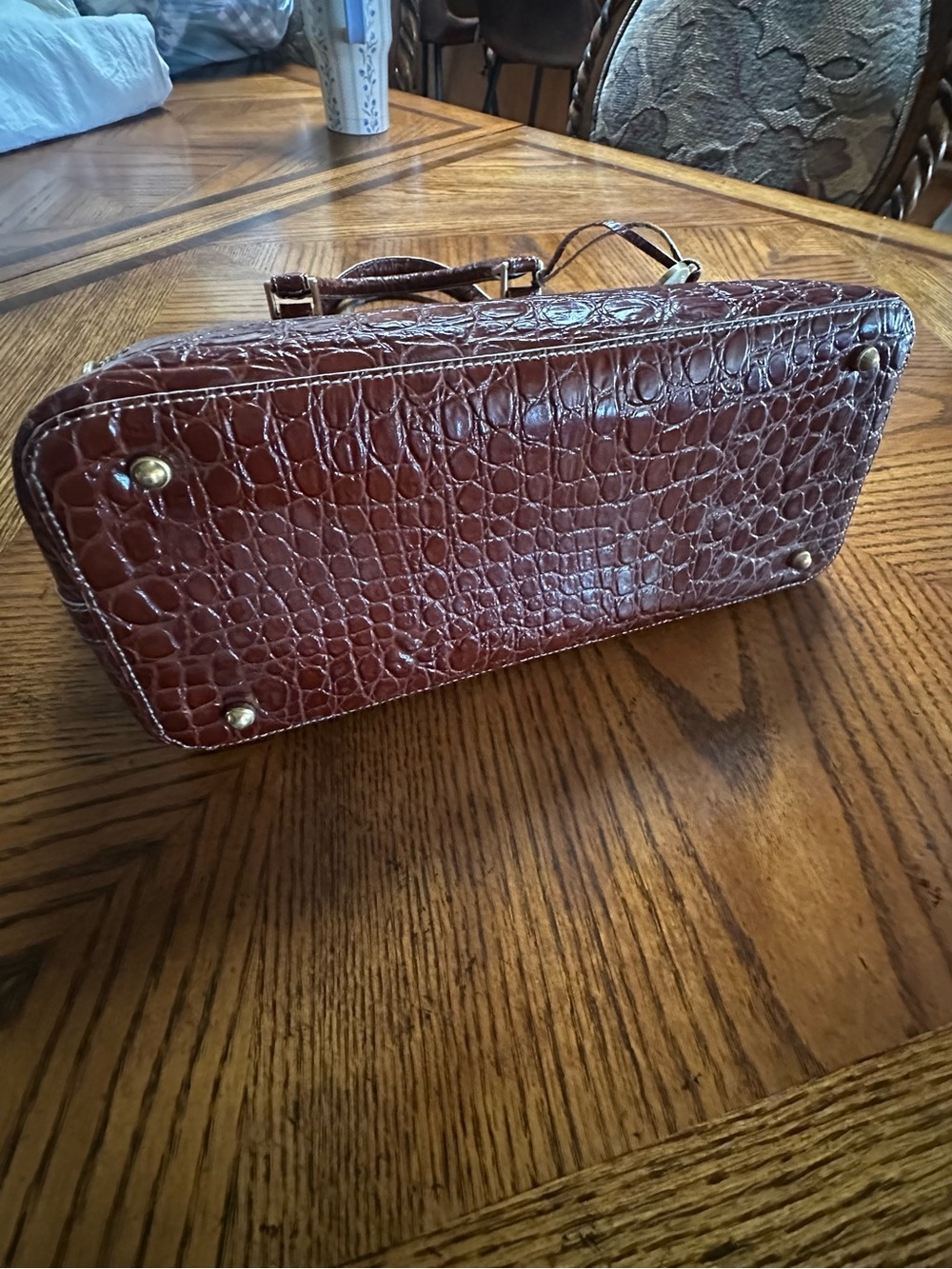 Brahmin Brown Croc-Embossed Satchel **READ** - Picture 7 of 11